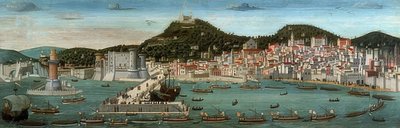 Tavola Strozzi. View of Naples, the Fleet of the Aragonese Entering the Harbor on July 12, 1465 by Francesco Rosselli