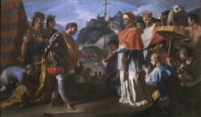 The Meeting Between King Ratchis of the Longobards and Pope Zacharias During the Siege of Perugia by Francesco Solimena