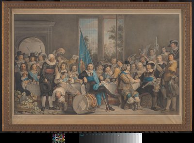 Banquet of the Amsterdam Civic Guard in Celebration of the Peace of Münster, 18 June 1648 by Francesco Tozelli (signed by artist)