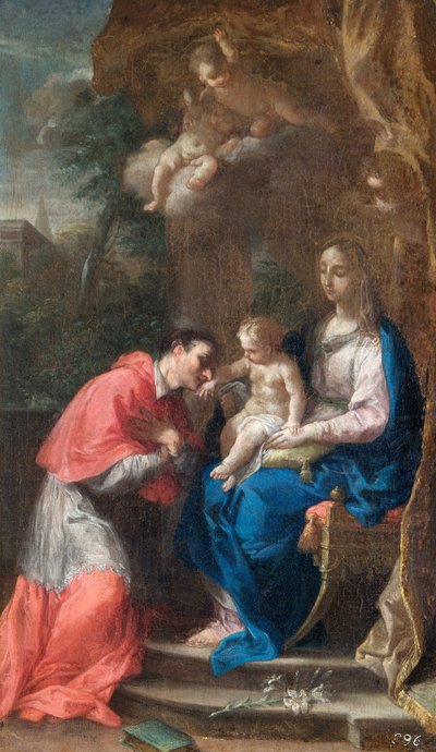 The Virgin and Child with St Carlo Borromeo, late 17th century by Francesco Trevisani