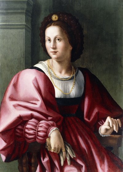 Portrait of a Lady, Seated Three-Quarter-Length, Holding a Glove by Francesco Ubertini Bacchiacca