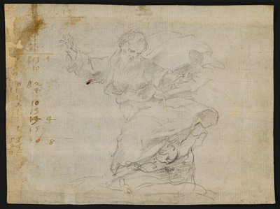 Studies for Christ Giving a New Heart to Saint Catherine of Siena (recto); God the Father in the Air with Arms Outstretched (verso) by Francesco Vanni