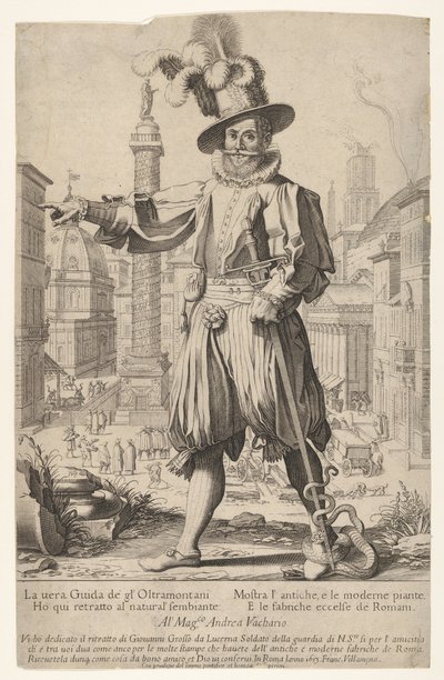 Giovanni Alto Johann Alten, Ioannes Altus standing on the Quirinal Hill in Rome by Francesco Villamena