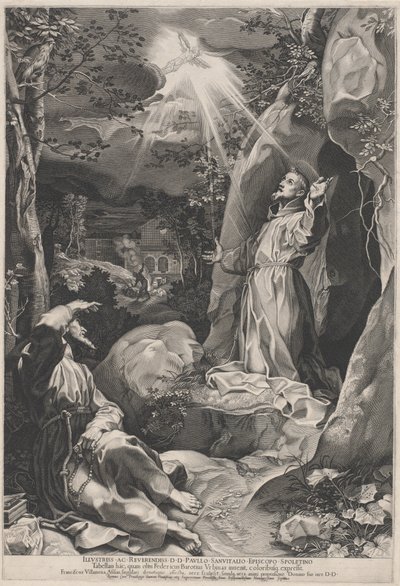 Saint Francis Receiving the Stigmata by Francesco Villamena, after Federico Barocci