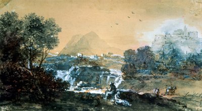 Landscape with a Waterfall, Italian painting of 18th century by Francesco Zuccarelli