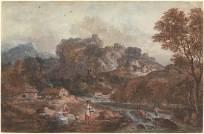 Mountain Landscape with Washerwomen and a Fisherman by Francesco Zuccarelli