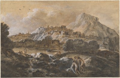 Mountainous River Landscape with Bathers by Francesco Zuccarelli