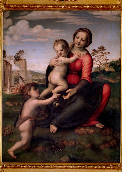 Virgin with Child and Saint John Baptist by Francesco di Cristofano Franciabigio