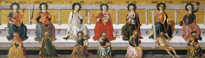 The Seven Virtues (Prudence, Justice, Faith, Charity, Hope, Fortitude, Temperance) by Francesco di Stefano Pesellino
