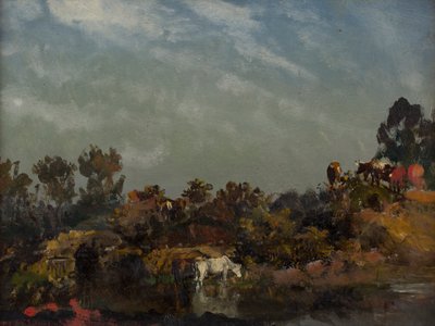Landscape with Cows by a River by Francis (attr.to) Danby