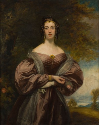 Three-Quarter Length Portrait of Jessie Duff Holding a Rose by Francis (follower of) Grant