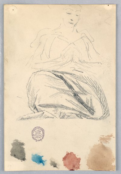 Sketch of Drapery for Seated Figure by Francis Augustus Lathrop