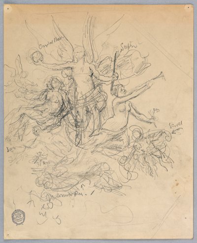 Sketch of Winged Figure, Possibly Fortuna by Francis Augustus Lathrop