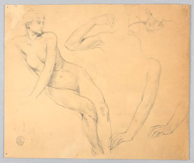 Sketches of a Female Nude and Arms by Francis Augustus Lathrop