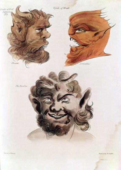 Heads of Evil Demons: Theumis, Asmodeus and The Incubus, illustrations from 