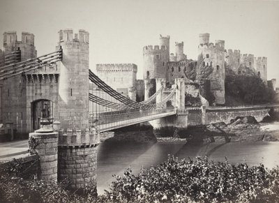 Conway Castle & Suspension Bridge From The Island by Francis Bedford
