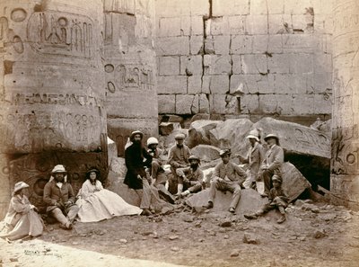 Group Photograph in the Hall of Columns, Karnak, Egypt, 1862 by Francis Bedford