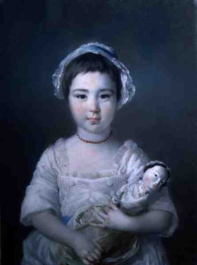 A Portrait of Lady Ann Fitzpatrick Holding a Doll by Francis Cotes