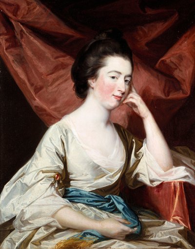 Portrait of a Lady in a White Dress and Blue Sash by Francis Cotes
