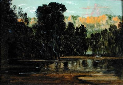 A Wooded Landscape at Sunset by Francis Danby