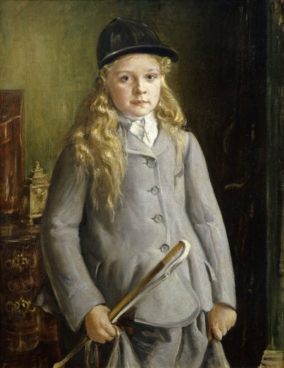 Portrait of a Girl, Standing Half Length, In Riding Dress by Francis Dodd