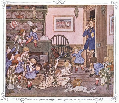 Snipping, Stitching, Cutting and Contriving, Papa, from The Magic Fishbone by Francis Donkin Bedford