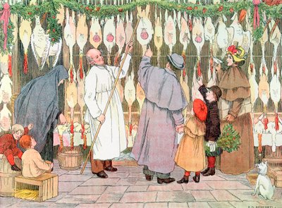 The Poulterer, 1899. From The Book of Shops, 1899 by Francis Donkin Bedford