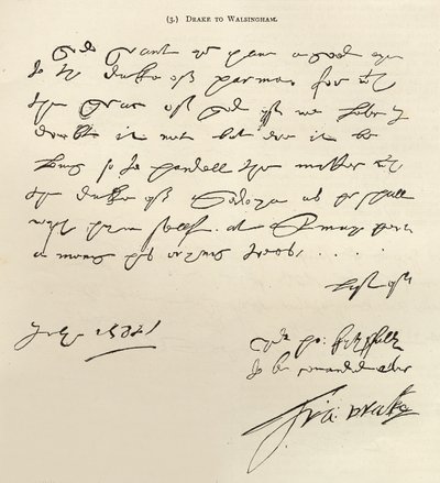 Letter from Sir Francis Drake to Sir Francis Walsingham signed 29th July 1588, published in 
