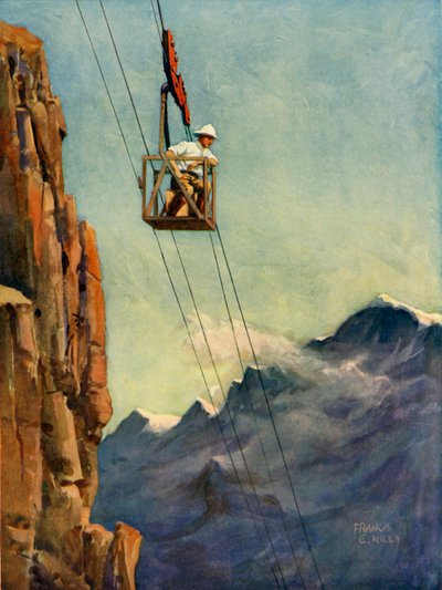 Engineers at Work on a Mountain Ropeway, c1930 by Francis E Hiley