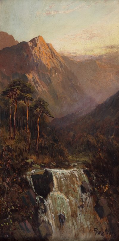 Waterfall and Mountain, Bodhyfryd by Francis E. Jamieson