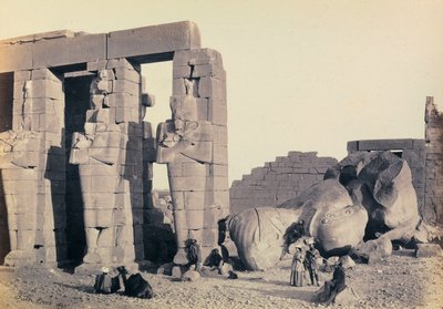 "Egypt and Palestine": detail of the Osirian pilasters of Ramesseum, funerary temple of Ramses II, Thebes by Francis Frith