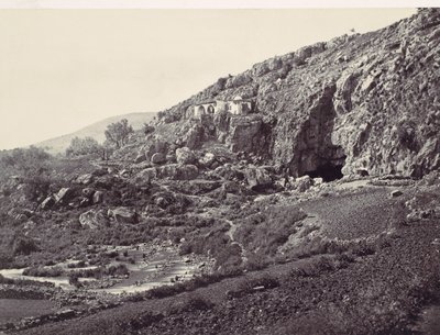 Principal Source of the Jordan, Flowing From a Cave Near Banias, ca. 1857 by Francis Frith