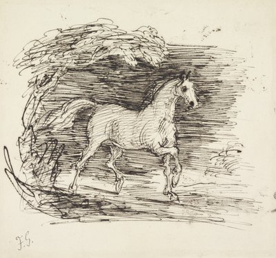 A Grey Horse trotting out of a Wood by Francis Grant
