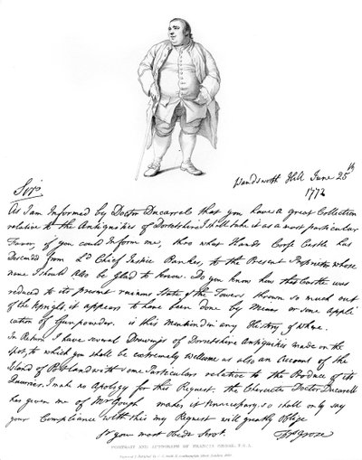A Letter and Portrait of Francis Grose, 1772 by Francis Grose