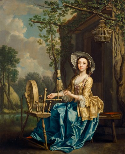 Girl on a Spinning Wheel by Francis Hayman