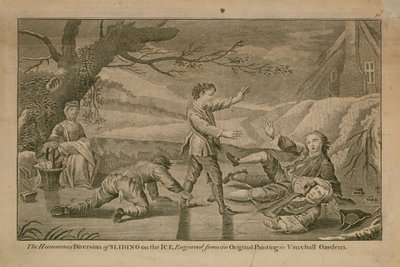 The Humorous Diversion of Sliding on the Ice by Francis Hayman