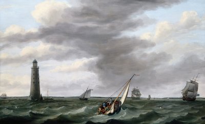 Shipping off the Eddystone Lighthouse by Francis Holman