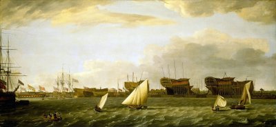 View of Blackwall Yard from the north bank of the Thames by Francis Holman