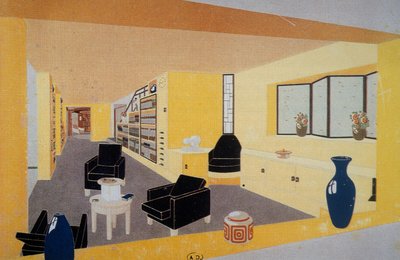 Perspective Fumoir for Ambassade Francoise, by Francis Jourdain, presented at International Exposition of Decorative Arts in Paris, 1925 by Francis Jourdain