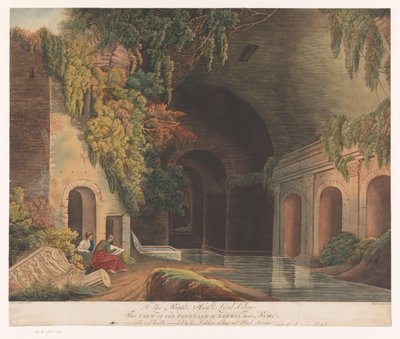 Two Draftsmen at the Nymphaeum of Egeria in the Caffarella Park near Rome by Francis Jukes