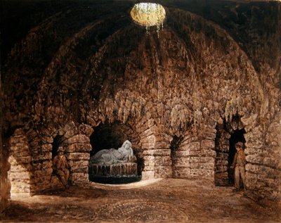 Interior of the Grotto, Stourhead by Francis Nicholson