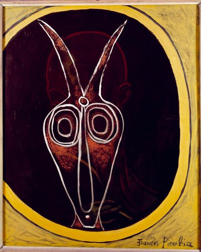 Transparency. Man Face And Animal Head With Superimposed Horn, 20th century by Francis Picabia