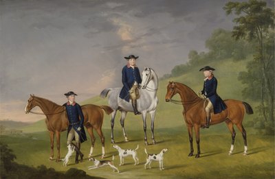 John Corbet, Sir Robert Leighton and John Kynaston with their Horses and Hounds by Francis Sartorius