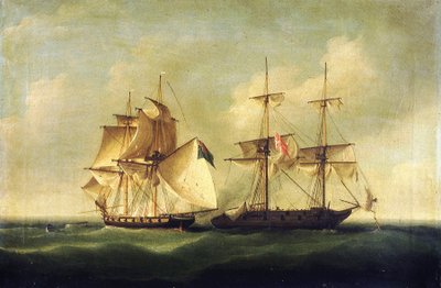 Napoleonic Wars: Gunboat War (1807-1814) pitting the Kingdom of Denmark and Norway against the British fleet by Francis Sartorius