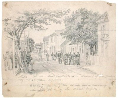 Main Street, Hampton, Virginia...artillery guarding the street, c.1860 by Francis Schell