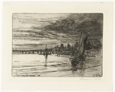 Bridge over the Thames (Battersea Bridge) by Francis Seymour Haden (Sir) (signed by artist)