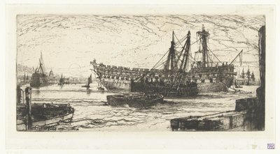 Dismantling of the Ship Agamemnon by Francis Seymour Haden (Sir) (signed by artist)