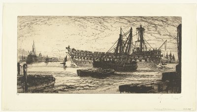 Dismantling of the Ship the Agamemnon by Francis Seymour Haden (Sir) (signed by artist)