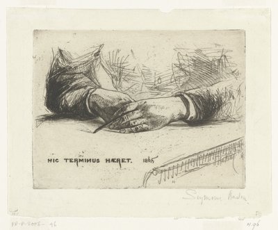 Two Hands Drawing with Chalk by Francis Seymour Haden (Sir) (signed by artist)