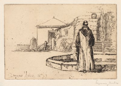 Monk at a Fountain by Francis Seymour Haden
